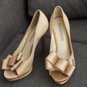 Vera Wang Lavender Satin Bow Heels